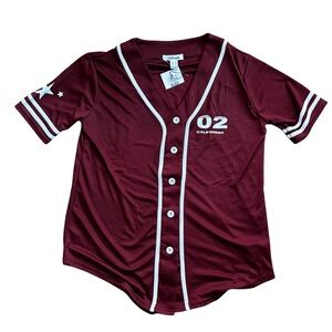 Refugee NWT baseball style jersey men’s medium Los Angeles California burgundy